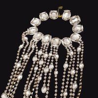 Long Tassel Rhinestone Glass Necklace