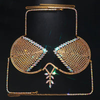 Dazzling Crystal Ankh Cross Chest Chain & Halter Bra Body Jewelry