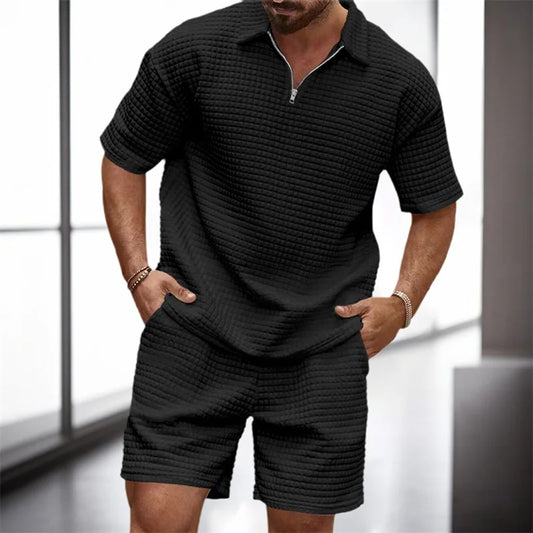 Men s Casual Outfit Short Sleeve Tee with Drawstring Shorts Set for a Stylish Summer Look