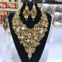 Multicolored Rhinestone Drop Necklace & Earring Set