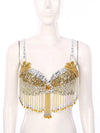 Sparkly Floral Beaded Sequin Belly Dance Bra & Tassel Performance Top