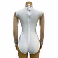 Rhinestone Encrusted Mesh Performance Bodysuit