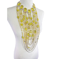 Long Tassel Rhinestone Glass Necklace