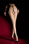 6D 912-Pin Heart Hollow-Out Sheer Oil Glossy Shaping Pantyhose Shiny Tights