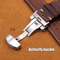 OnePlus Smartwatch Genuine Leather Band - Brown Butterfly Buckle Strap