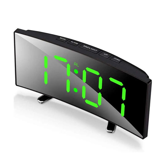 Digital Alarm Clock Curved LED Electronic Digital Desktop Clock Bedroom Decor Table Clock Bedside Alarm Clock