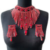 Rhinestone Tassel Earring & Necklace Jewelry Set