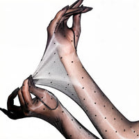 Ultra-Thin 1D Dot Oil Shiny Opera Length Gloves Sheer Glossy Performance Gloves