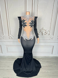 Rhinestone Floral Embroidered Mermaid Gala Gown & Trailing Evening Dress