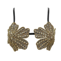 Handmade Crystal Flower Embroidery Rhinestone Costume Bra