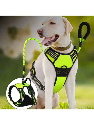 2pcs Reflective Dog Harness And 1.5 Meter Leash Breathable Pet Harness For Large And Small Medium Dogs And Cats Puppy Chest Vest