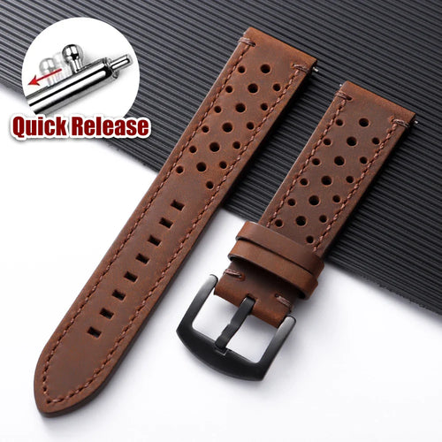 Motorola Moto Quick Release Leather Watch Band Breathable Vintage Strap