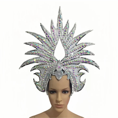 The Stardust Majestic Feather Crown – Carnival & Cabaret Stage Headdress
