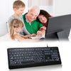 104 Keys Wired Keyboard USB Interface Large Print Multimedia Backlit Elderly Keyboard LED Mechanical Keyboard