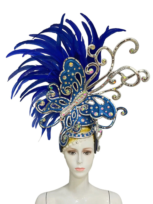 The Stardust Dionysia – Elegant Feathered Samba Carnival & Masquerade Headdress