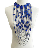 Long Tassel Rhinestone Glass Necklace