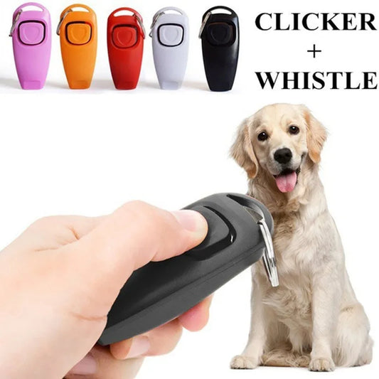 2 In 1 Pet Dog Clicker Dog Training Whistle Clicker Dog Trainer Puppy Stop Barking Training Aid Tool with Key Ring Pet Supplies