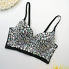 Rhinestone Glitter Bustier Corset Top Hook-and-Eye Nightclub Party Bralette