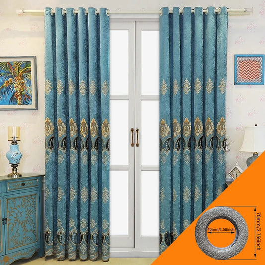 2pcs Luxuriously embroidered Chenille curtains shade the living room without curtains