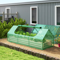 Outsunny 8.6 X 3 X 1ft Raised Garden Bed with Mini Greenhouse, Galvanized Raised Garden Bed with Cover