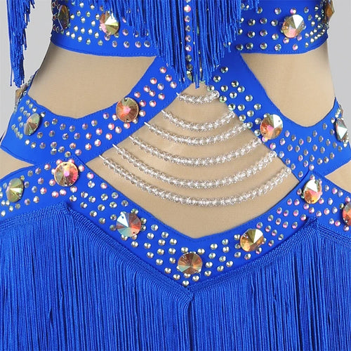 Professional Latin Dance Competition Dress & Tassel Fringe Performance Outfit