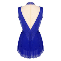 Rhinestone Mock Neck Mesh Tassel Leotard