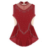 Rhinestone Mock Neck Mesh Tassel Leotard