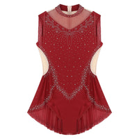 Rhinestone Mock Neck Mesh Tassel Leotard