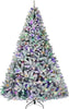 7.5 ft Prelit Snow Flocked Christmas Tree, Artificial Christmas Tree with Pine Cones and Berries, 450 Color Changing LED Lights