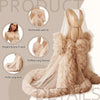 Voluminous Illusion Tulle Ruffle Long Robe Dressing Gown