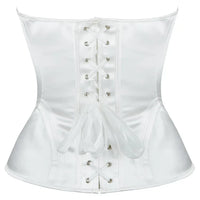 Overbust Corset Bustier Top Built-In Bra Cup Lace-Up Waist Cincher