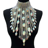 Rhinestone Crystal Long Fringe Tassel Necklace