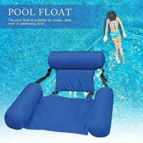 Inflatable Foldable Floating Bed Float Chair Beach Swimming Pool Raft Toy Cool Blue