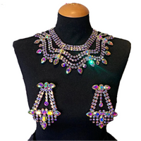 Multi layered Wave Rhinestone Necklace & Earring Set