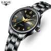 Women's Black Stainless Steel Diamond Dial Quartz Watch