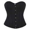 Black Striped Overbust Corset Top Zipper Front Lace-Up Bustier Body Shaper