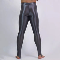 Men's Oil Glossy Sheer High-Stretch Pencil Pants Satin Smooth Leggings