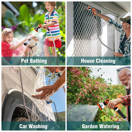 100/50/25FT Stainless Steel Garden Water Hose Mutifunctional Household Car Washing Yard Water Sprayer Pipe Tube Nozzle Sprinkle