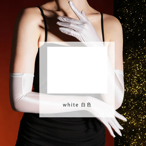80D Satin Shiny High-Elasticity Opera Length Gloves Stage Performance Gloves