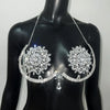 Floral Rhinestone & Tassel Bra Body Chain Set
