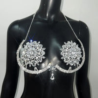 Floral Rhinestone & Tassel Bra Body Chain Set
