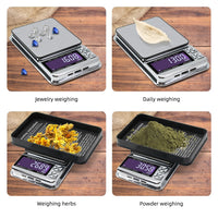 High Precision Jewelry Scale 1000g/600g/200gX0.01g Digital LCD Count Electronic Scale Stainless Pocket Kitchen Scales USB Charge