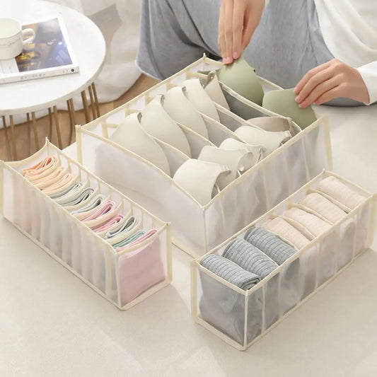 3PCS- Closet Organizer For Socks Bra Home Separated Underwear Storage Box 6 Grids7 Grids11 Grids Jeans Bra Organizer Foldabl