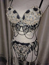 Rhinestone & Lace Bikini Performance Costume Set