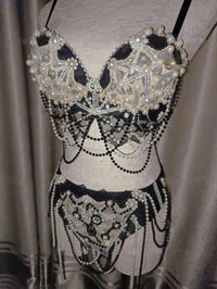 Rhinestone & Lace Bikini Performance Costume Set