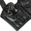 Black Shiny PU Leather Halter Corset Crop Top Push-Up Bustier Gothic Bra