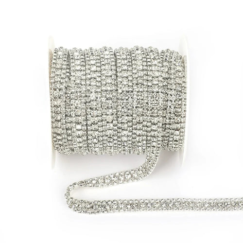 The Stardust Triple Crown – 3-Row Glass Crystal Rhinestone Cup Chain Trim