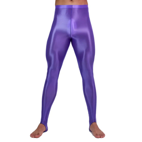 Men's Oil Glossy Sheer High-Stretch Pencil Pants Satin Smooth Leggings