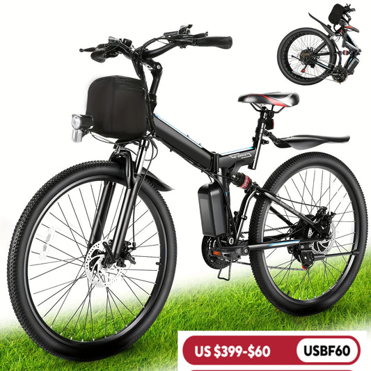 26" Folding Electric Bike for Adults, with 500W Motor,48V 20MPH Removable Battery, Up to 50Miles Range, Cruise Control