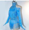 Rhinestone Tassel Mesh Performance Bodysuit